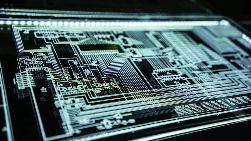 Circuit imprimé illustrant l'IA et la cybersécurité